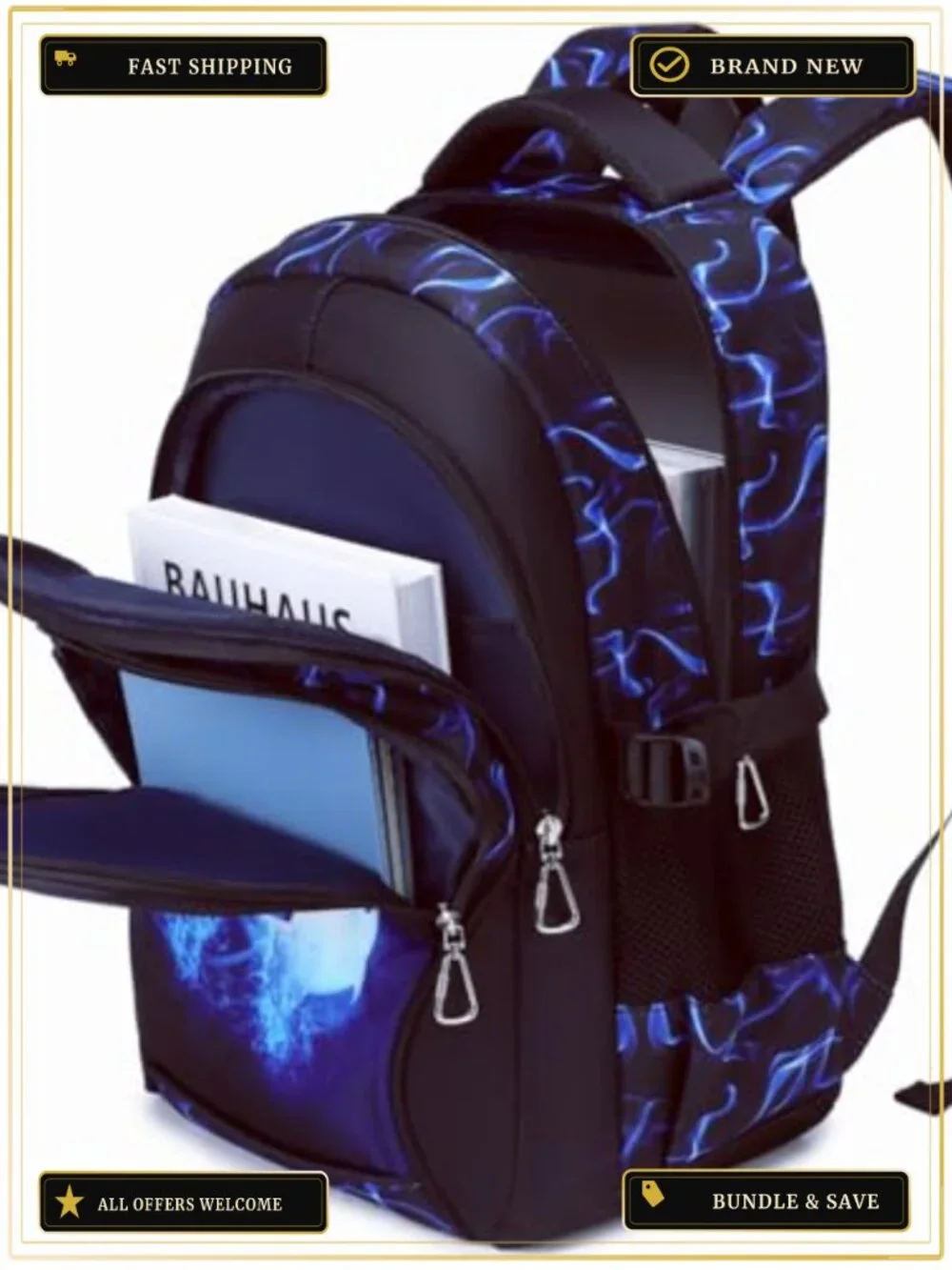 Boys Backpack Large 18 Inch Waterproof School Bookbag Laptop Compartment